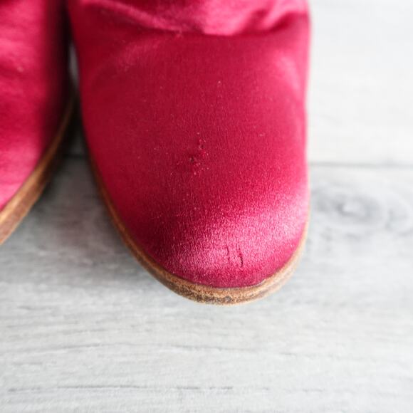 Vintage Casadei Red Satin Country Rodeo Western Cowboy Boots - Picture 6 of 16